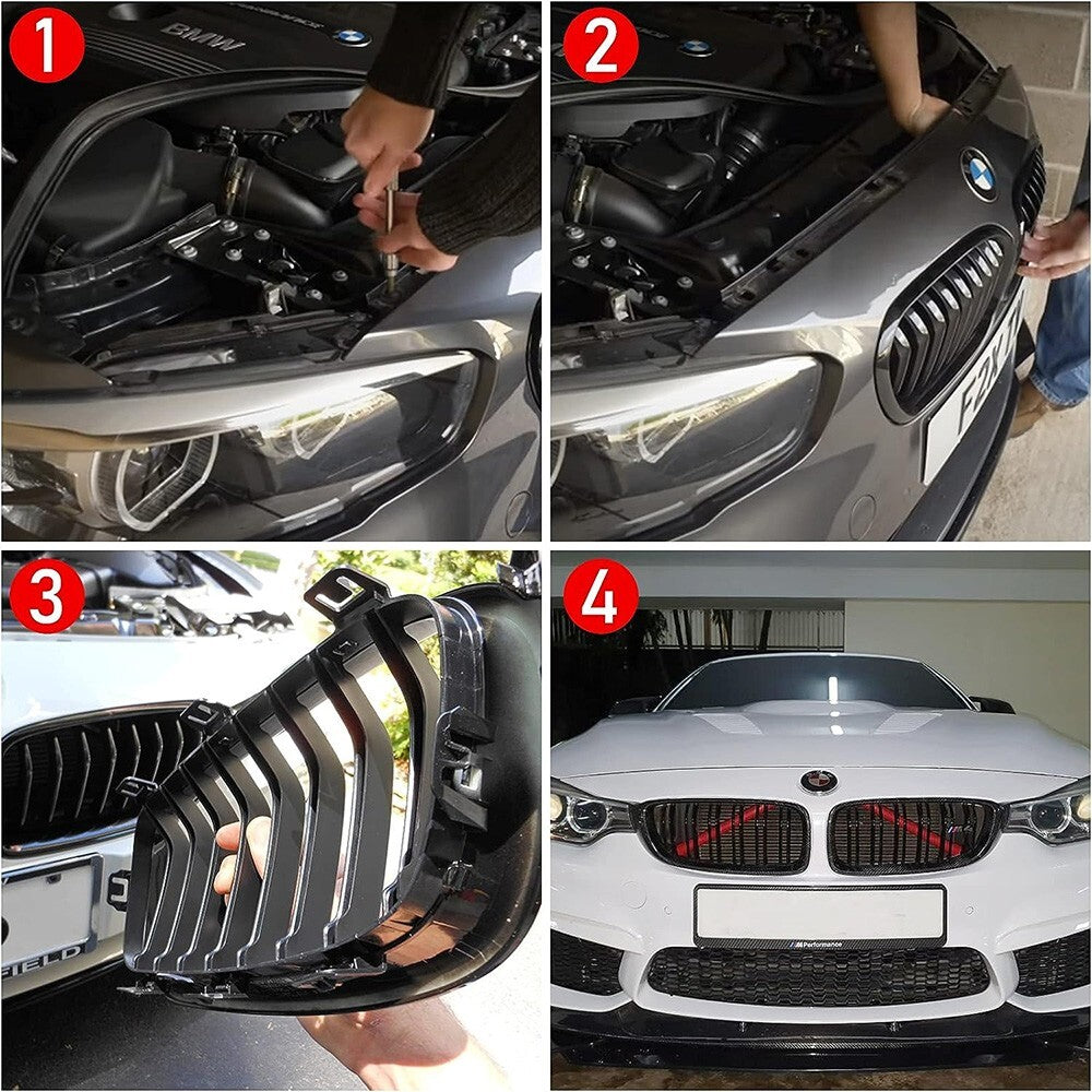 Front Grille V Bar Brace Wrap Cover Insert Trim Stripe For BMW F01 F10 F11 X1 X2