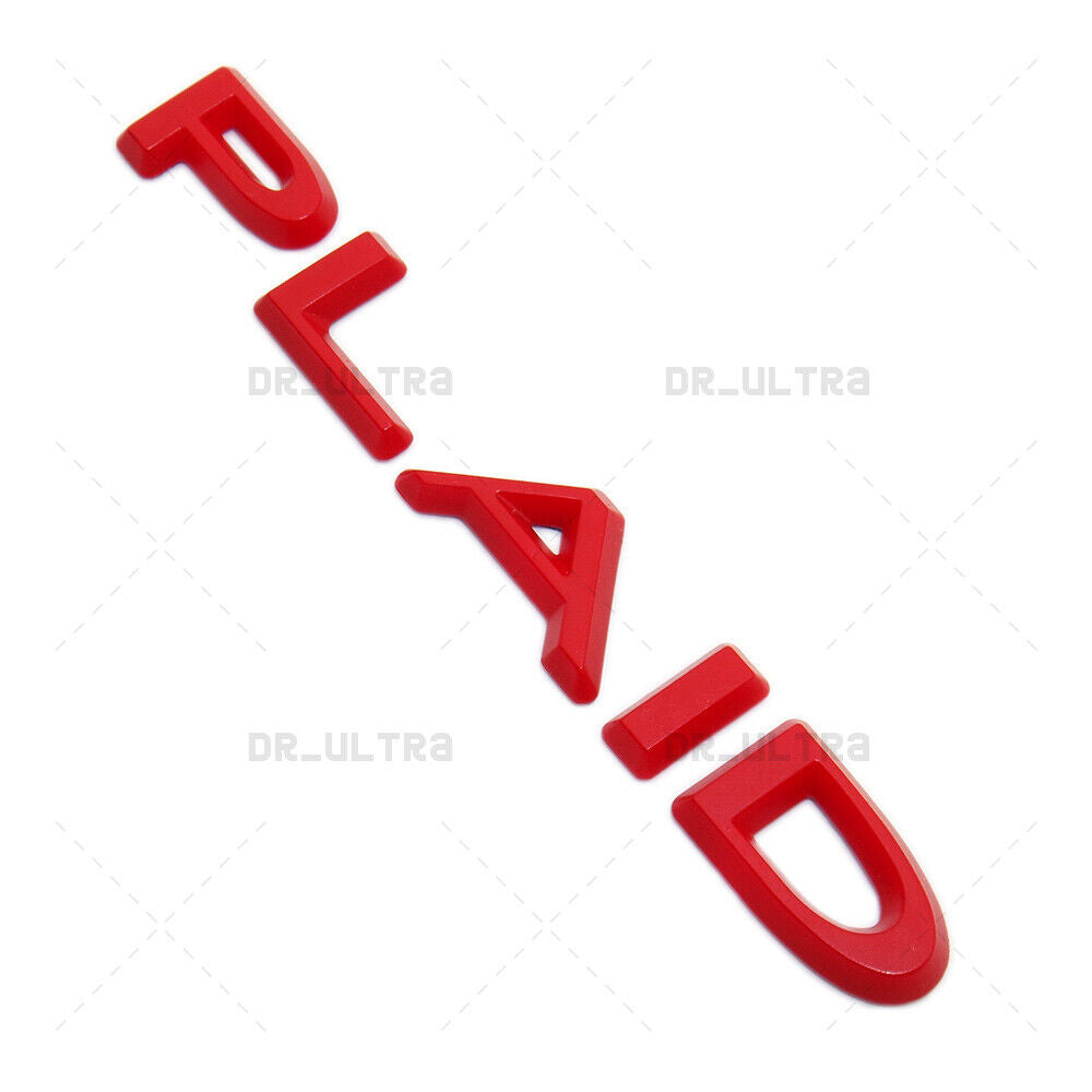 Tesla Model 3 S X Y Rear Tailgate Lid Plaid Nameplate Logo Badge Emblem Red