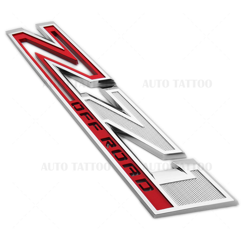 2x Chevy 19-21 Silverado Z71 Off Road Fender Letter Logo Emblem Badge Chrome Red