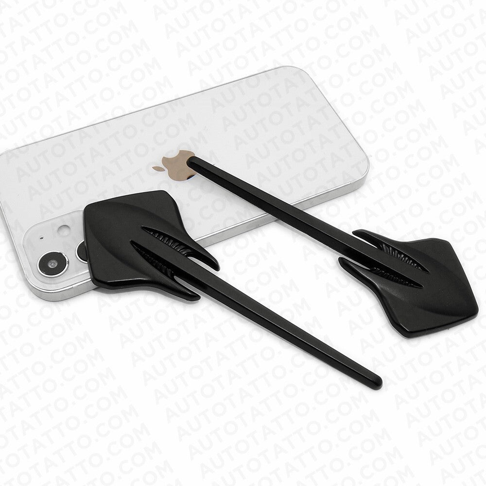 2x Corvette C7 Matte Black Fender Stingray Mako Shark Logo Badge Emblem Sport