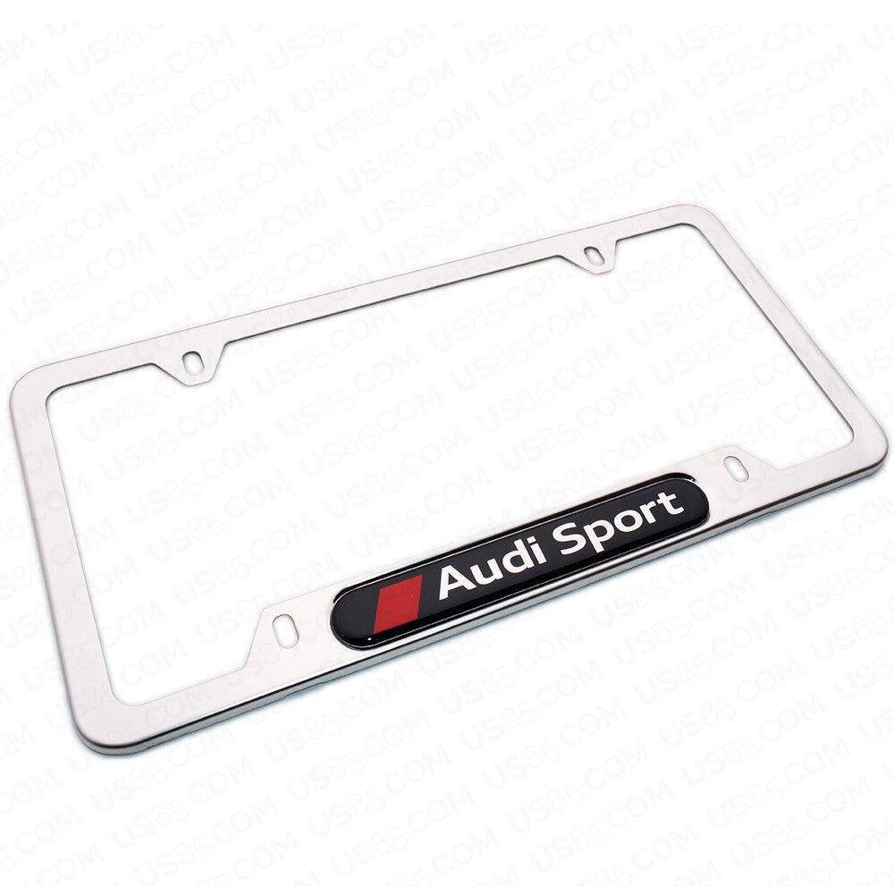 Chrome Stainless Steel Front Rear Audi Sport Logo License Plate Frame Cover Gift