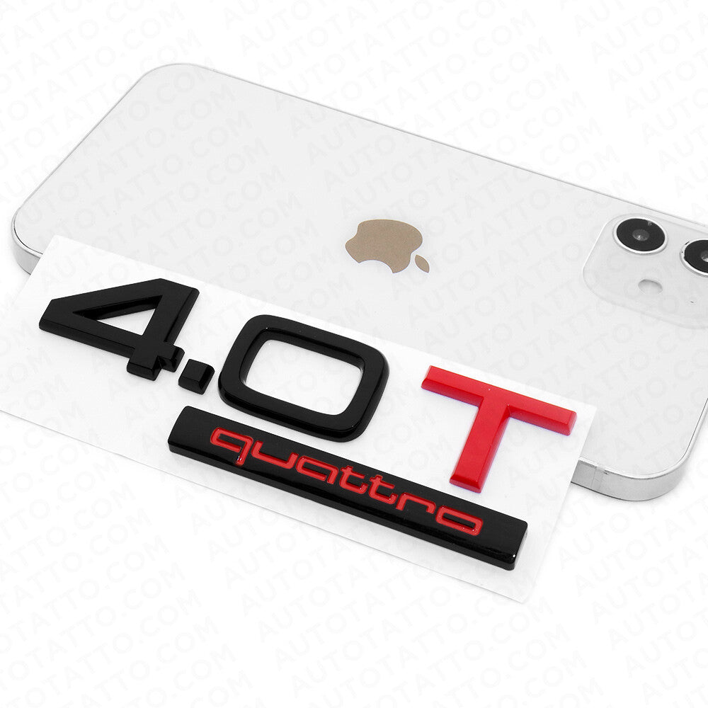 Audi Rear Trunk Deck Lid 4.0T Quattro Nameplate Emblem Badge Black & Red Sline