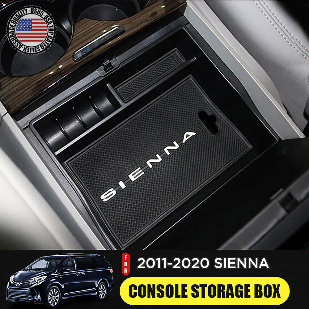 For Toyota 11-20 Sienna Center Armrest Console Organizer Storage Box Coin Phone