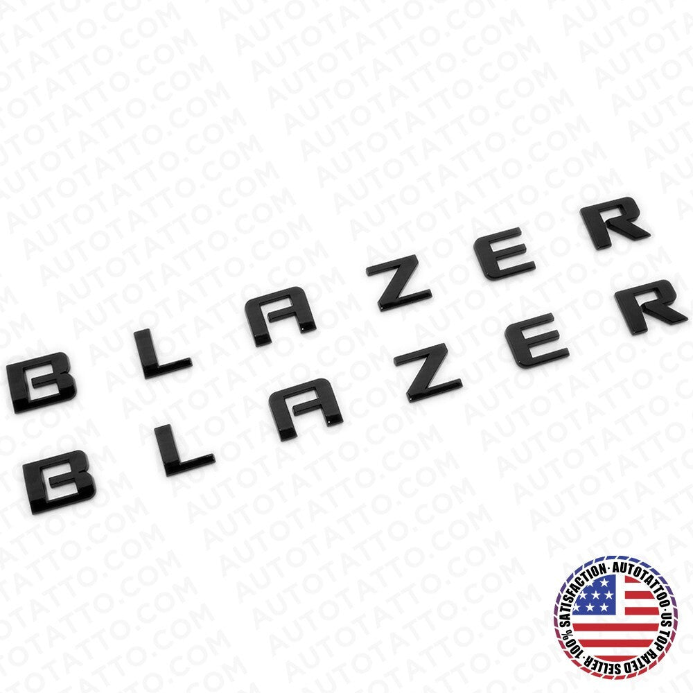 2pcs 19-23 Chevrolet Blazer Front Door Gloss Black Letter Nameplate Badge Emblem