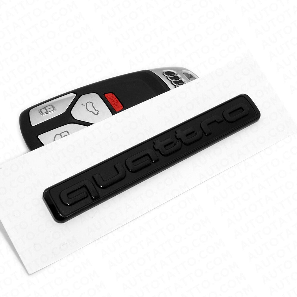 Audi Black Quattro Nameplate OEM ABS Emblem Liftgate Adhesive Logo Lid Badge