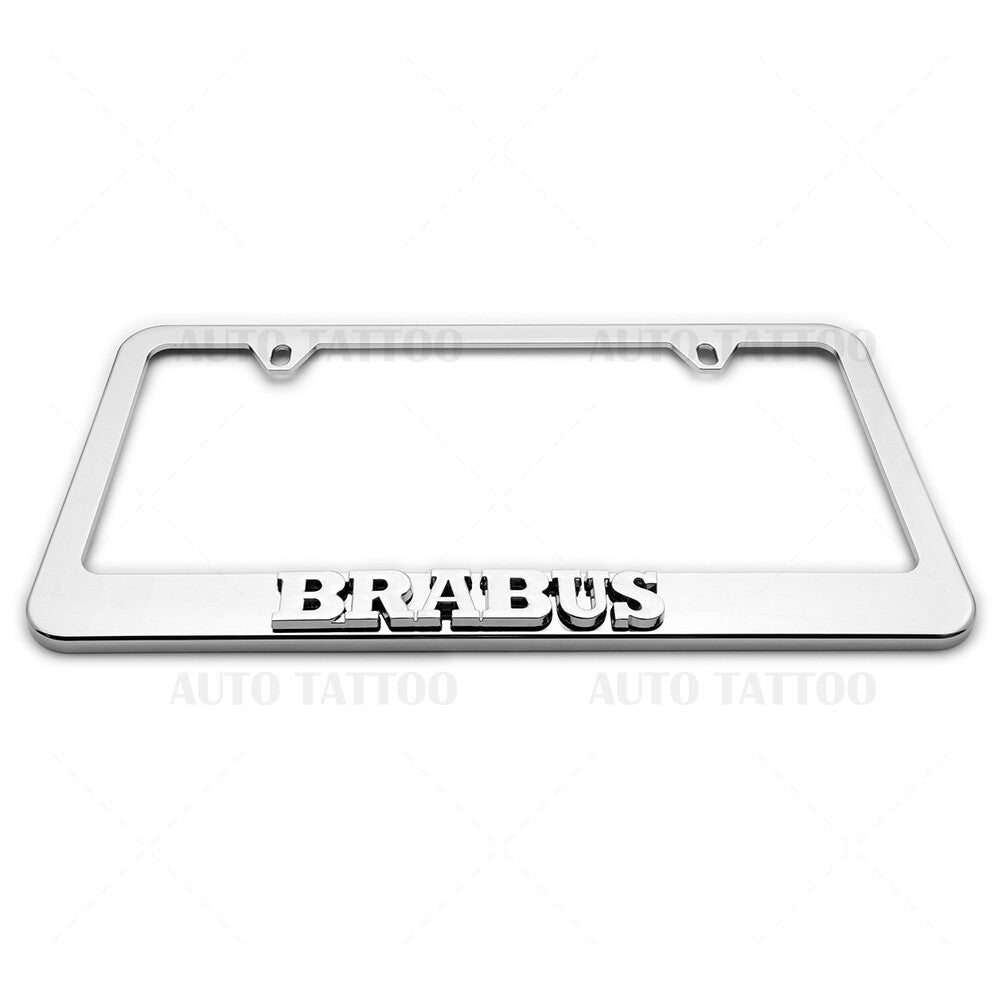 1x Brabus Mirror Chrome License Plate Frame Cover Decorate + Screw Caps