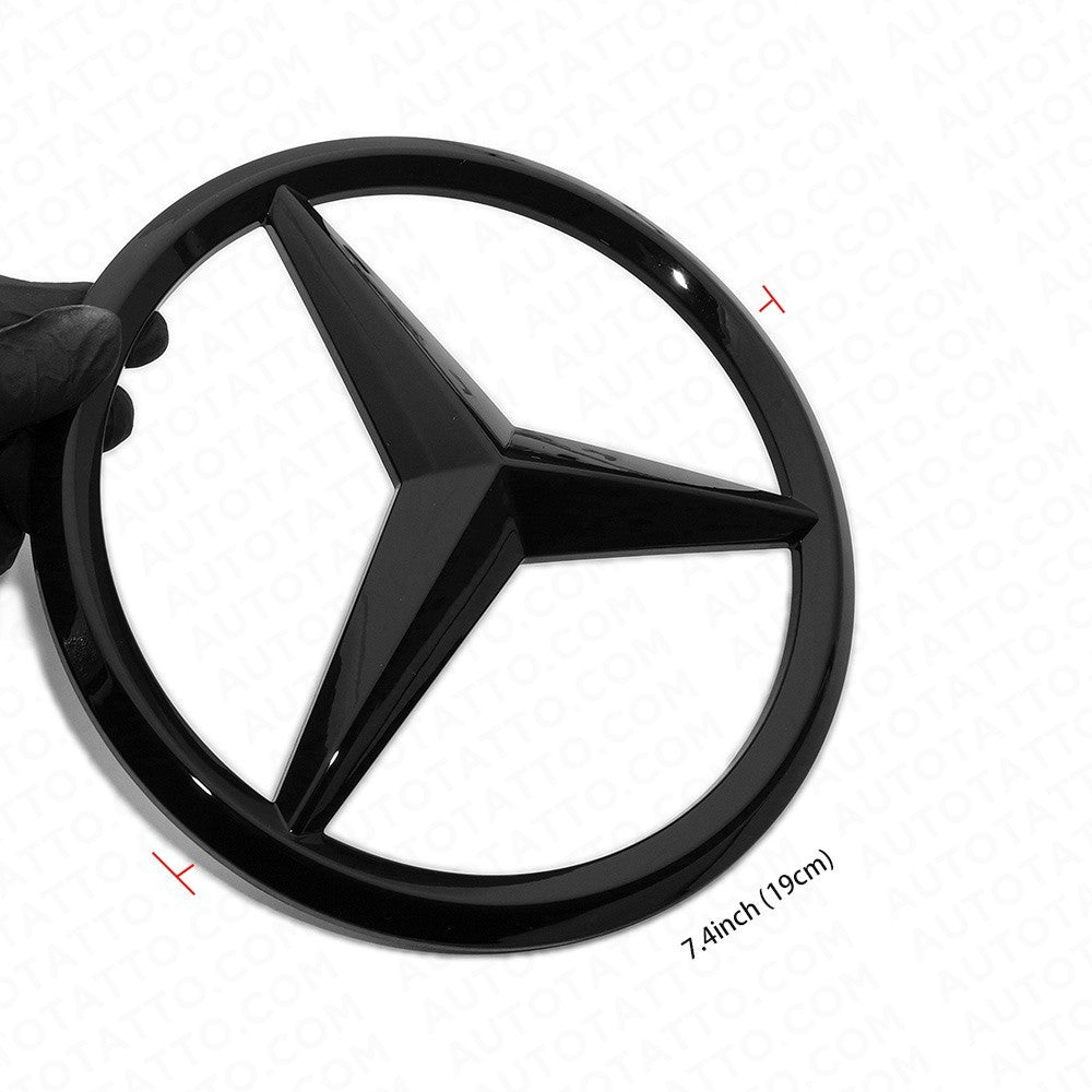 Mercedes Front Grill Overlays Add-On Logo Emblem AMG Sport 3D Gloss Black