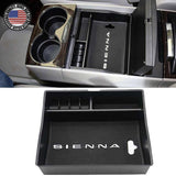 For Toyota 11-20 Sienna Center Armrest Console Organizer Storage Box Coin Phone