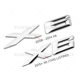 15-19 Chrome X6 Letter Logo Emblem Badge LiftGate Rear Trunk ABS  /M Sport