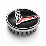 2020-2026 Corvette C8 Wheels Center Cap with Cross Flag Chrome 4 pack