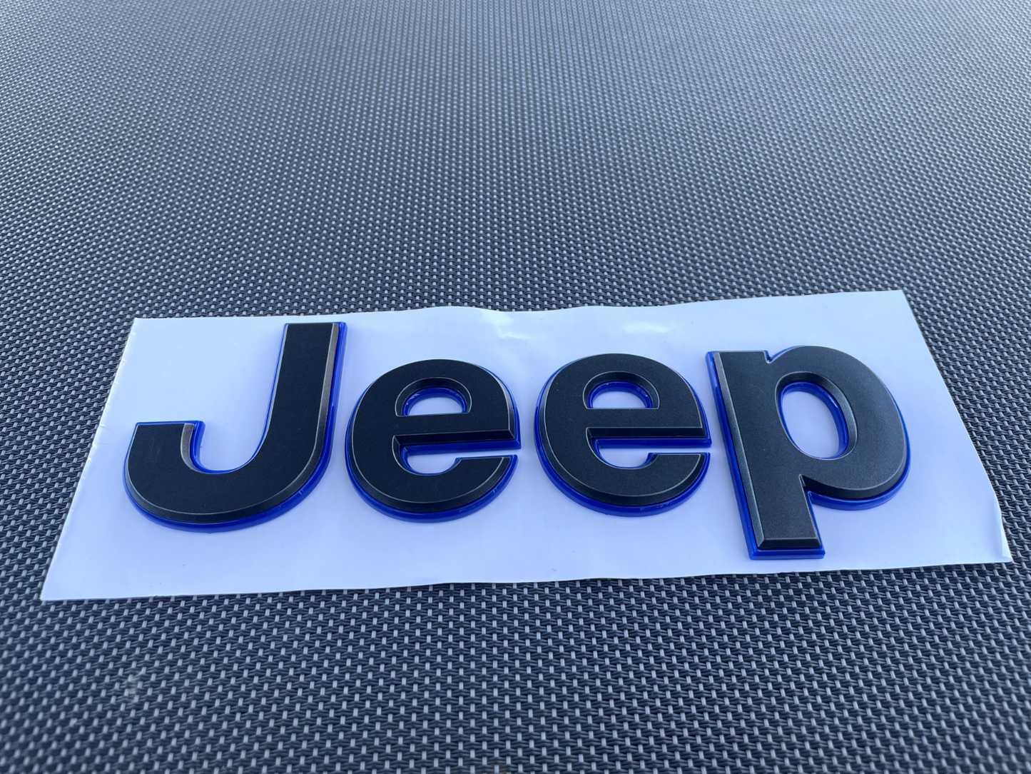 Jeep 2 (two) 2018-2024 Wrangler/Gladiator Fender Dark Gray w/Blue Outline Emblem Badge