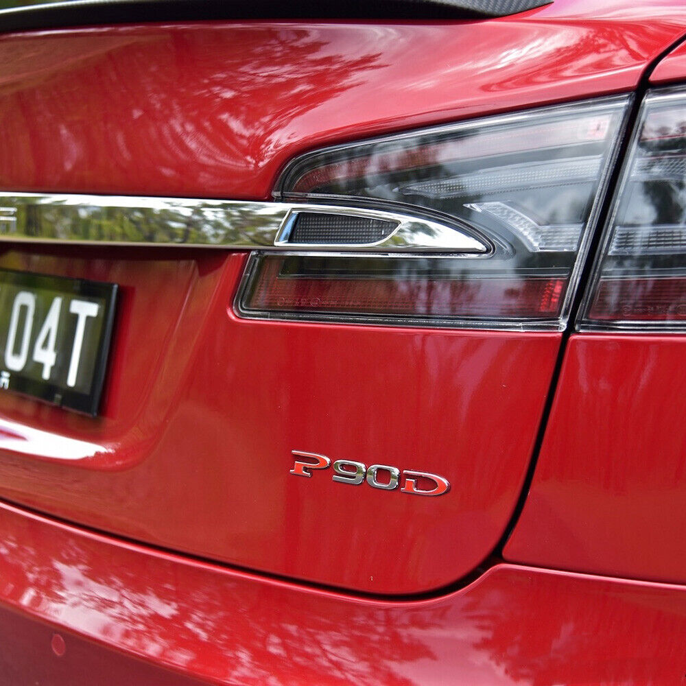 Tesla Rear Liftgate Lid P90D Letter Nameplate Logo Badge Emblem Sport OEM Chrome