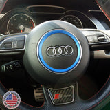 Audi Aluminum Steering Wheel Ring Logo Badge Sticker Emblem Decoration - Blue