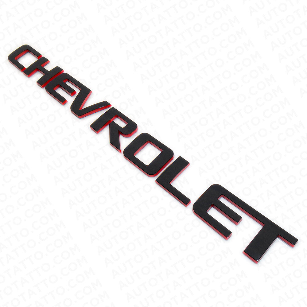 Chevy Chevrolet Truck Lifgate Letter Badge Logo Emblem Black Redline Large Size