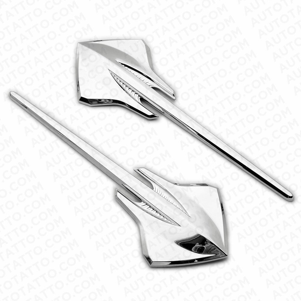 2x For Corvette C7 OEM Chrome Fender Stingray Mako Shark Logo Badge Emblem Sport