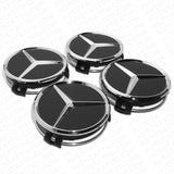 4x Mercedes Wheels Center Cap Hub Black Star Cover Inserts Replacement Sport AMG