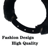 Universal Soft Warm 2 Sides Faux Rabbit Fur w/ Diamond Car Steering Wheel Cover