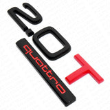 04-22 Audi Rear Trunk Lid 2.0T Quattro Nameplate Emblem Logo Badge Black & Red