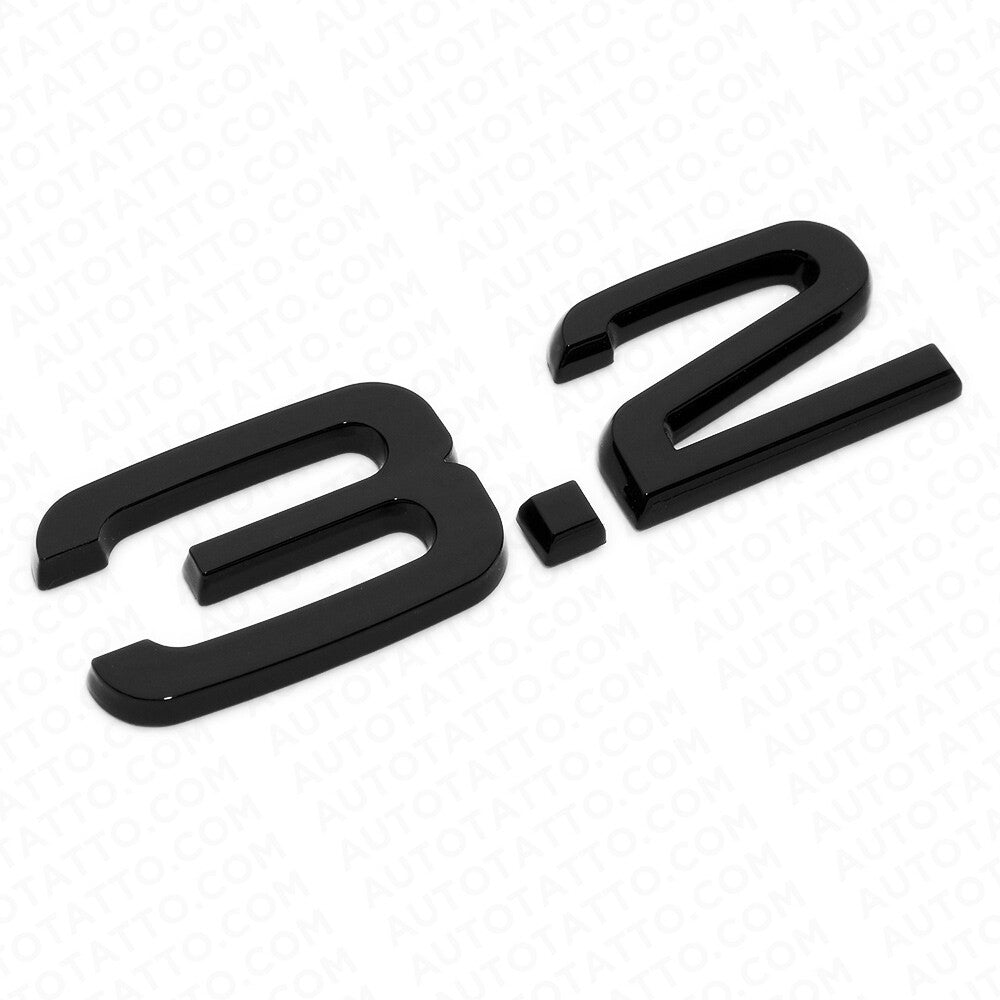 Audi Car Rear Trunk Deck Lid 3.2 Nameplate Emblem Badge Gloss Black Sline