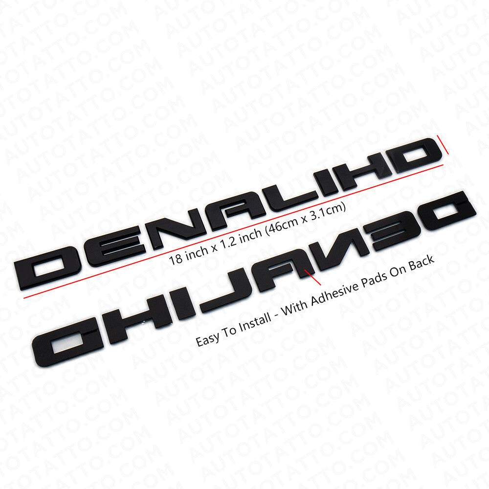 2x Denali HD Side Door Tailgate Letter Nameplate Emblem Badge GMC 3D Gloss Black