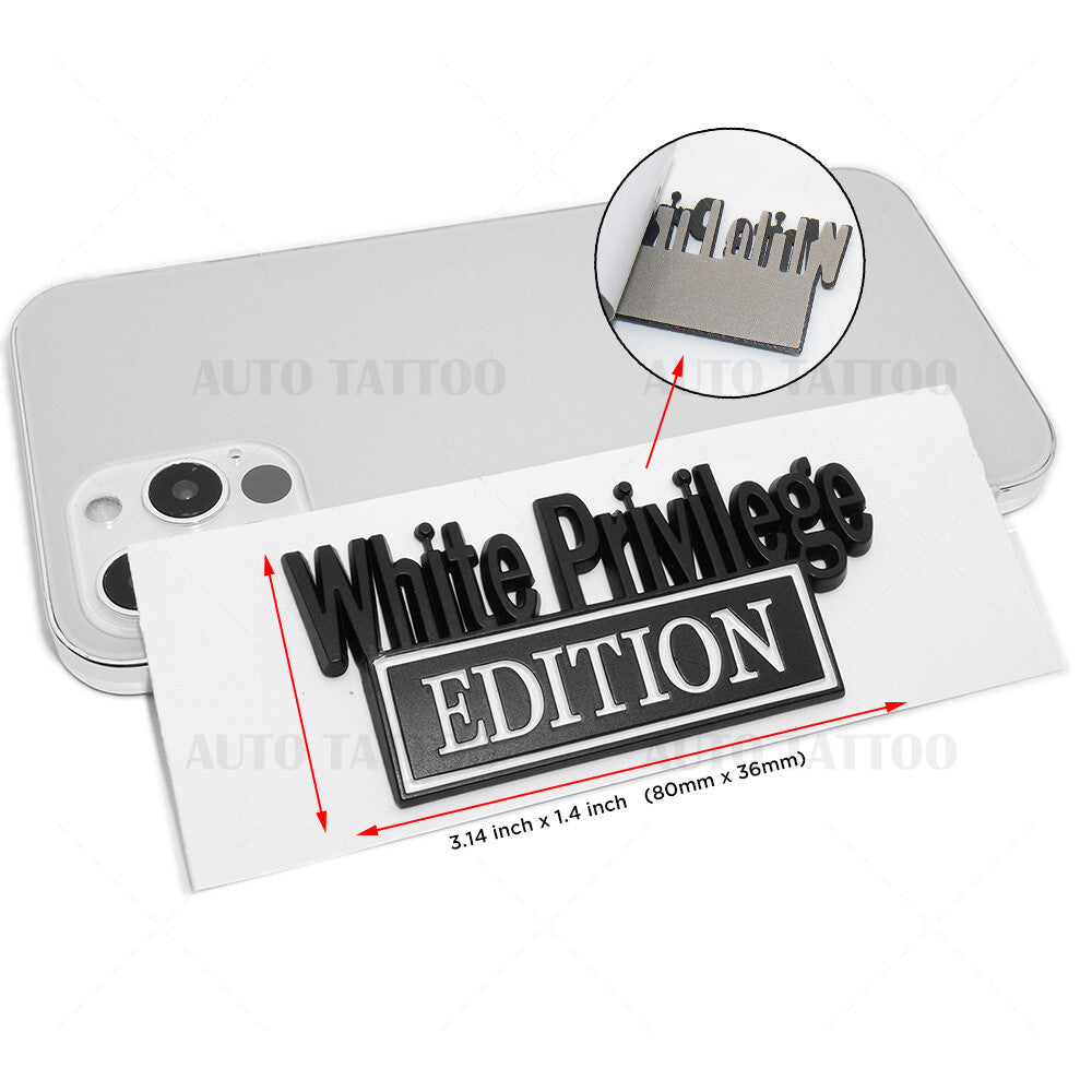 2Pcs WHITE PRIVILEGE Edition 3D Car Truck Emblem Badge Sticker Decal Decorate