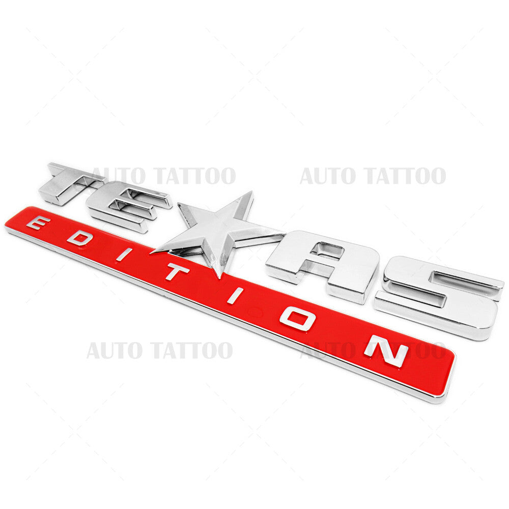 2x GMC Chevrolet Cadillac TEXAS Edition Door Emblem Badge Decorate Chrome Red