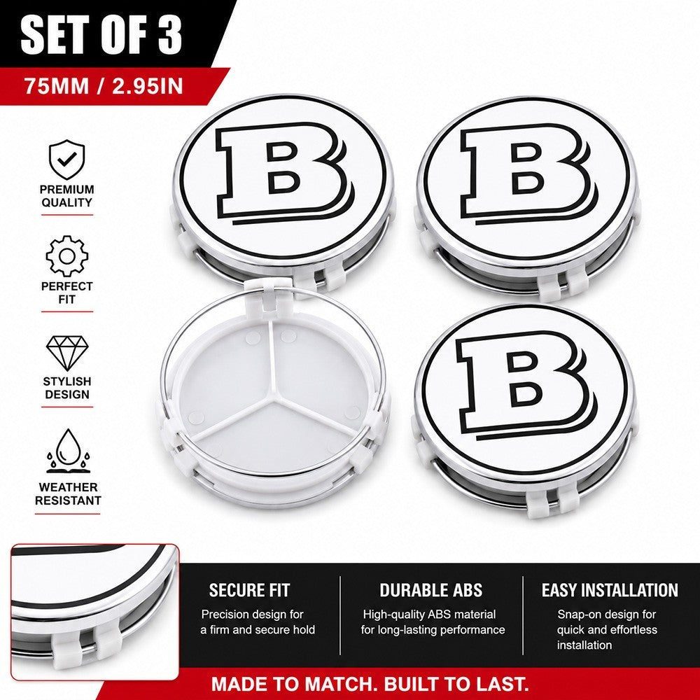Mercedes Brabus Alloy Wheel Centre Cap Hub Set of 4 Silver 75mm Many Models