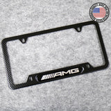 For Mercedes-Benz AMG Sport Carbon Fiber Texture License Plate Frame Cover Gift