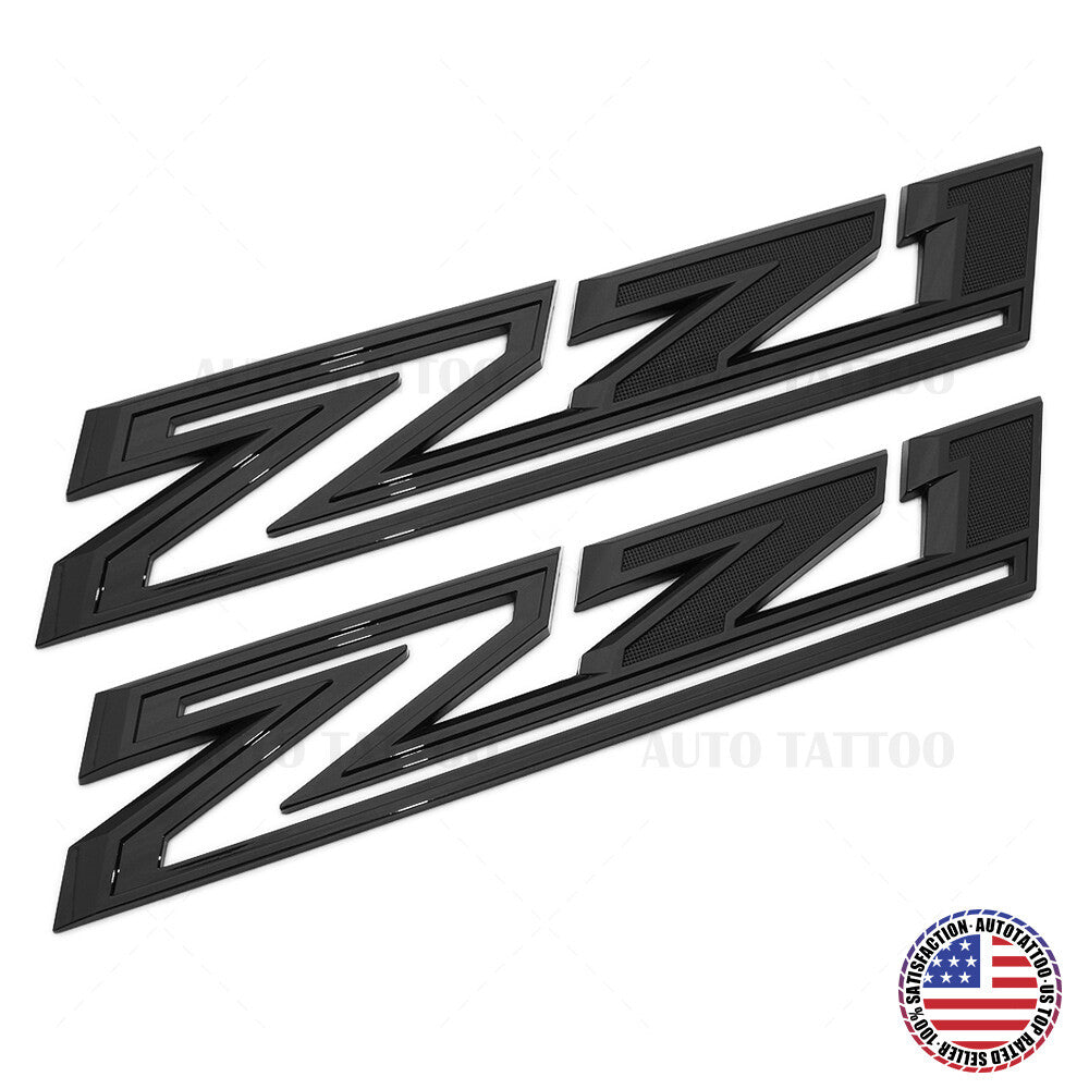 2x Chevy 19-21 Silverado Z71 Fender Letter Sport Logo Emblem Badge Gloss Black
