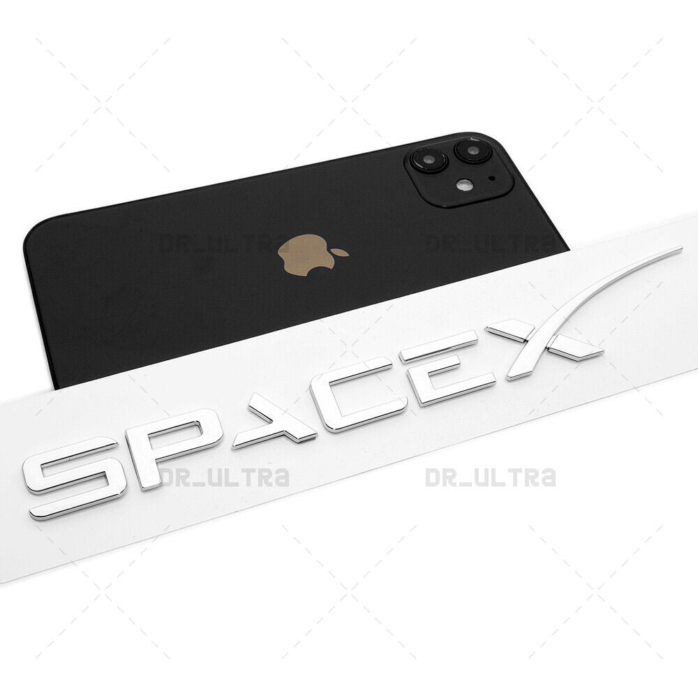 Tesla Rear SpaceX 3D Decal Letter Nameplate Logo Badge Emblem Sport OEM Chrome
