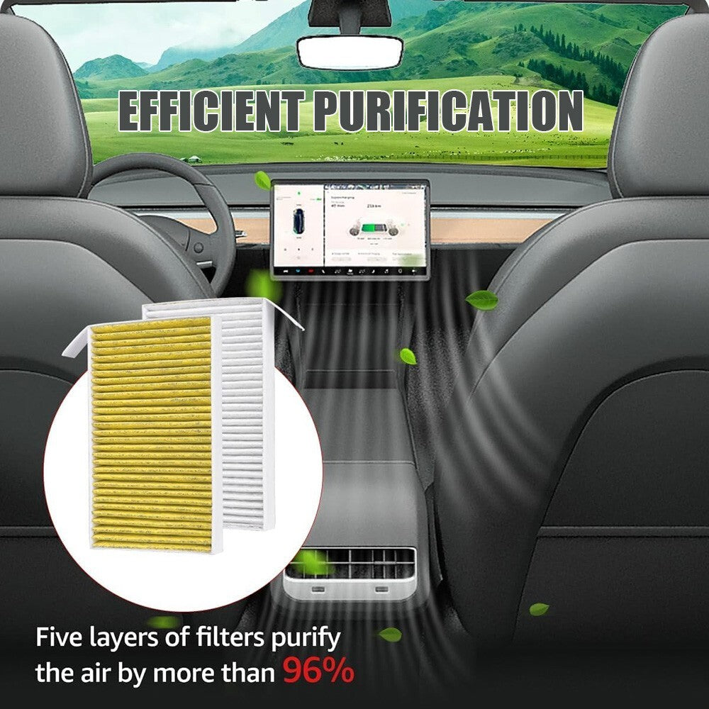 2Pcs 2016-2024 Tesla Model 3 Model Y Durable Activated Cabin Air Filter Kit Set