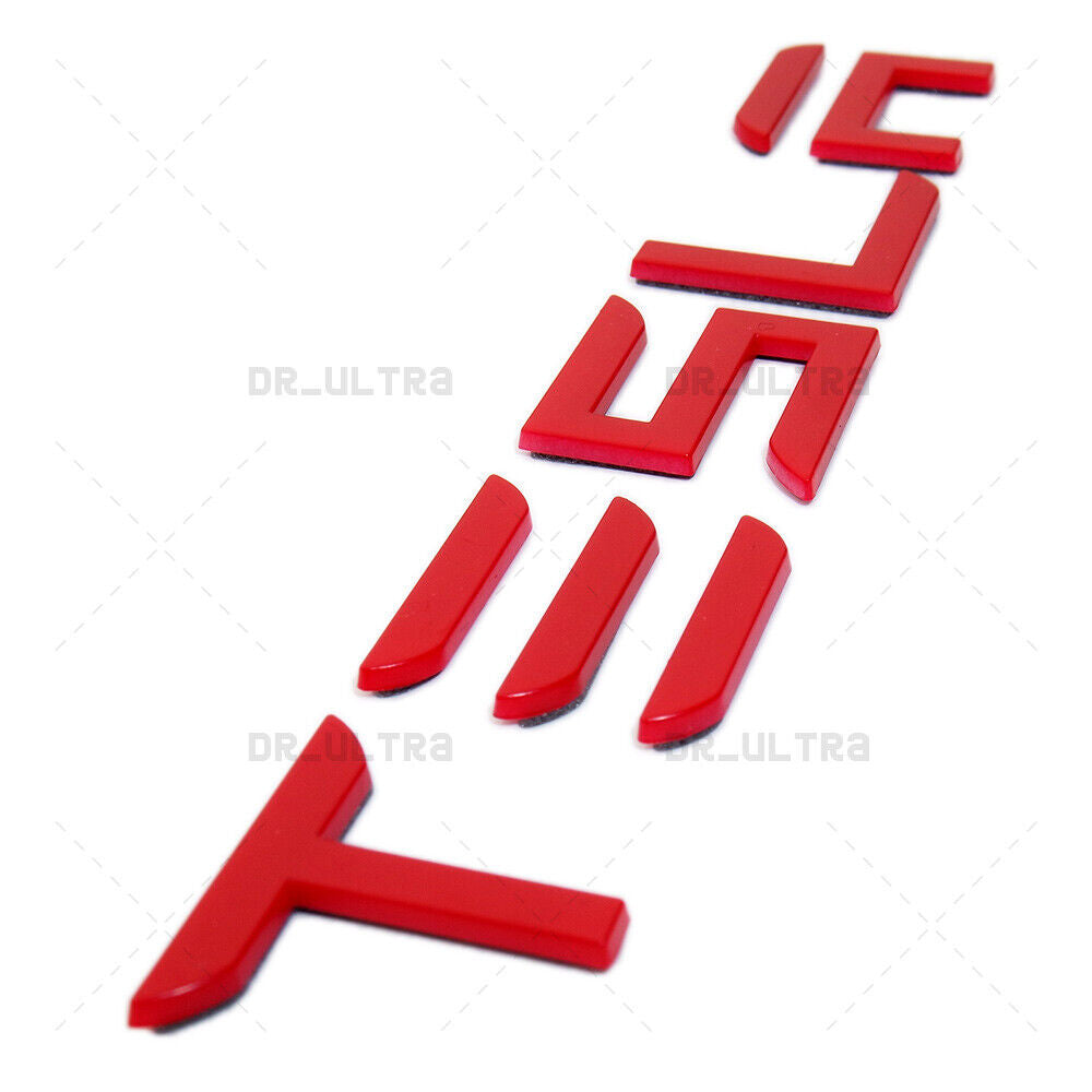Tesla Rear Trunk 3D Decal Insert Letters Nameplate Logo Badge Emblem Sport Red