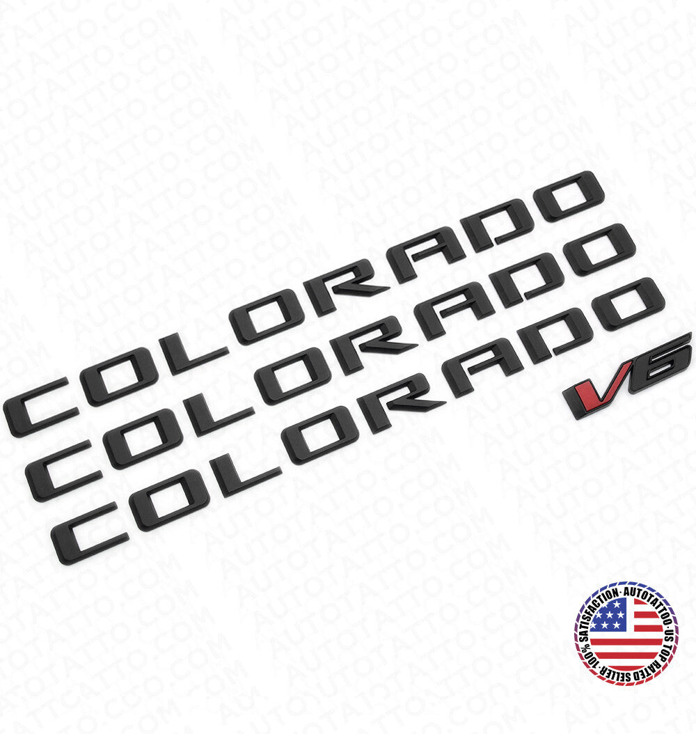 4x 21+ Chevy Colorado V6 Fender & Tailgate Matte Black Badge Logo Emblem Truck