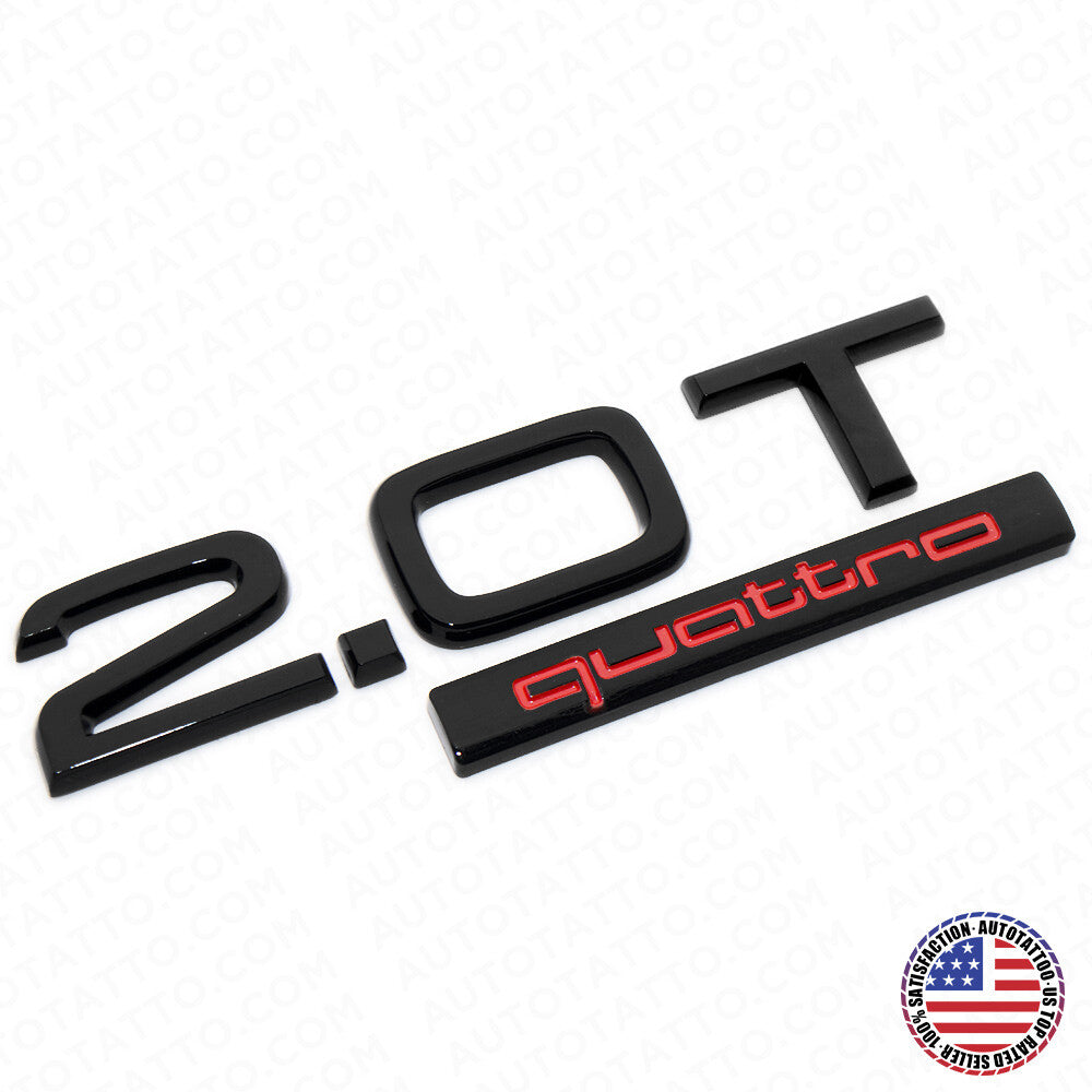 04-22 Audi Rear Trunk Lid 2.0T Quattro Nameplate Emblem Logo Badge Black Red