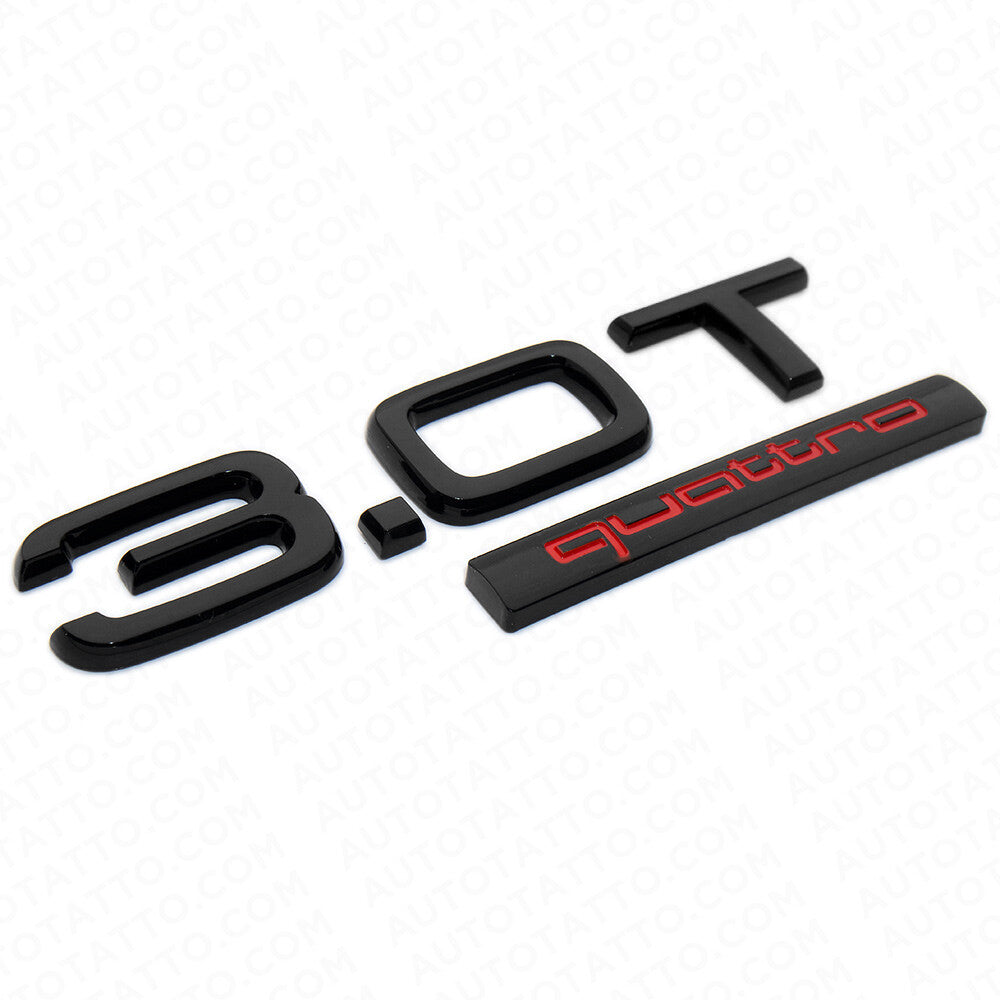 04-22 Audi Rear Trunk Lid 3.0T Quattro Nameplate Emblem Badge Black Red