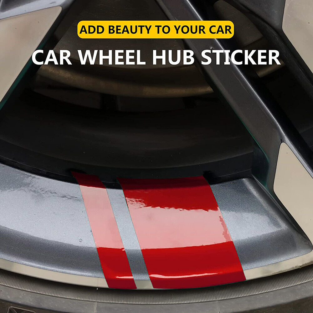 6pcs Car Wheels Tire Rim Vinyl Decal Racing Stripes Sport Decorate Sticker Red