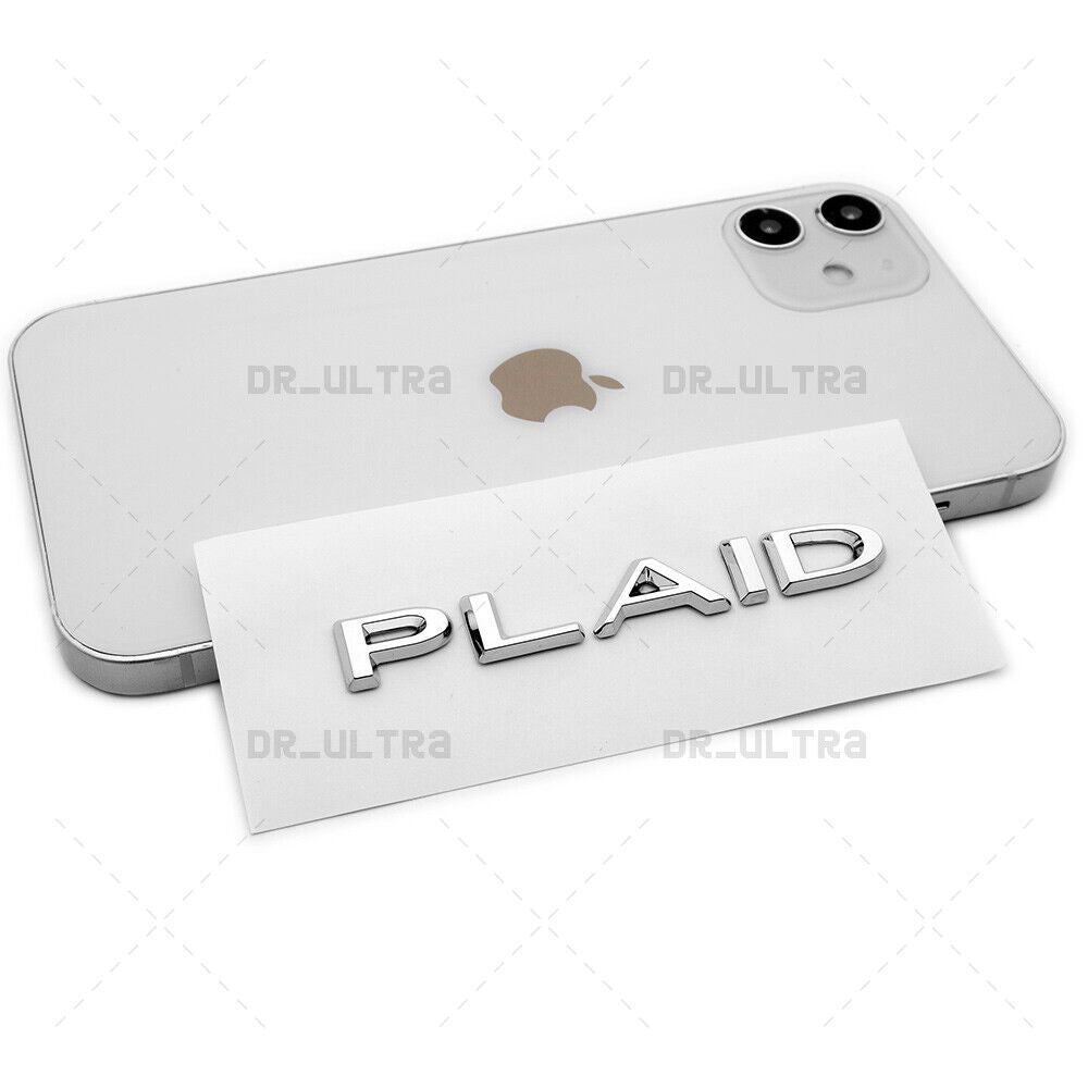 Tesla Model 3 S X Y Rear Tailgate Lid Plaid Nameplate Logo Badge Emblem Chrome