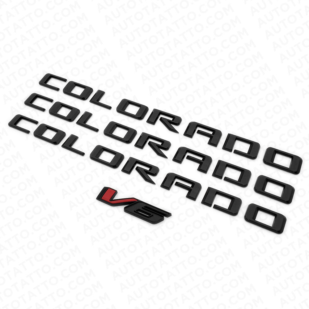 4x 21+ Chevy Colorado V6 Fender & Tailgate Gloss Black Badge Logo Emblem Truck