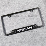 For Nissan Sport Front or Rear Carbon Fiber Texture License Plate Frame Cover