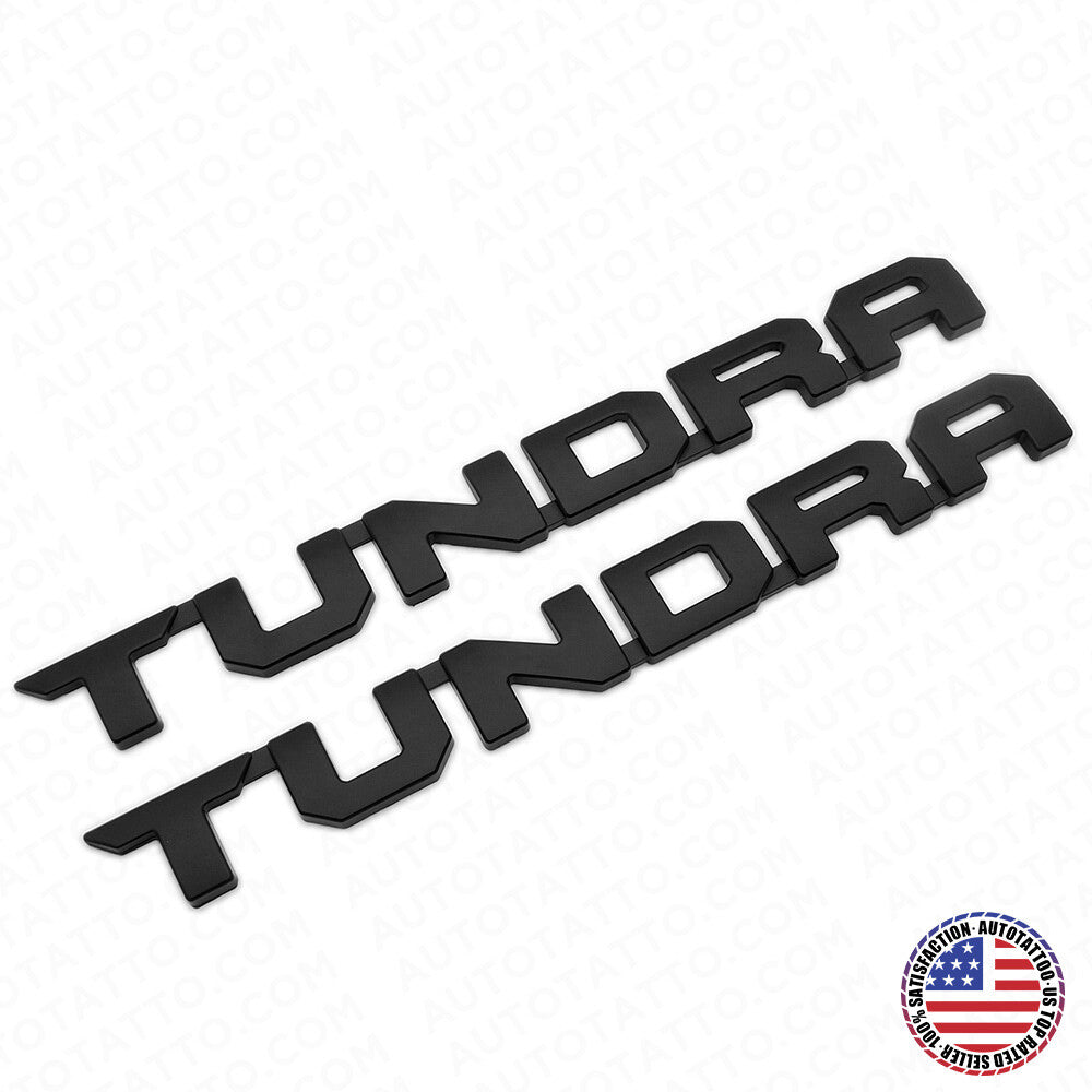 2pcs 13-21 Black Tundra Letter Side Fender Tailgate Nameplate Emblem Badge Logo