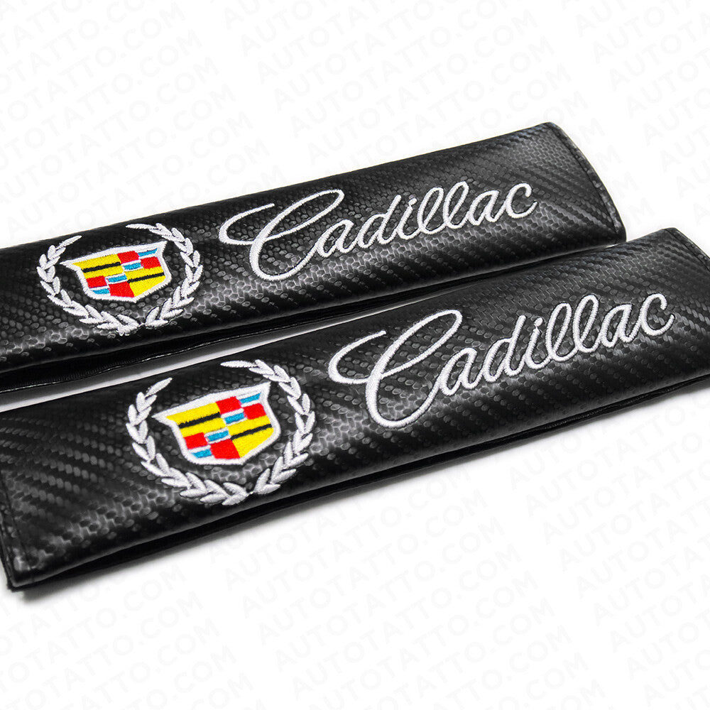Cadillac Carbon Car Seat Belt Cover Safety Shoulder Strap Cushion Pad Harness