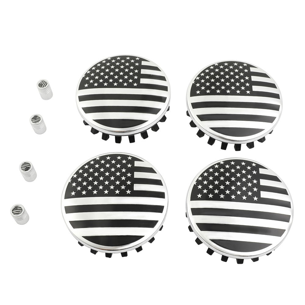 4x Wheel Center Hub Cap 83mm 3.25" USA Flag For Chevy Silverado 2014-26 22837060