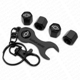 4pcs Hex Black Chevy Car Tire Wheel Air Stem Dust Valve Caps Cover + Keychain