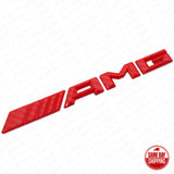 Red Carbon Fiber Style AMG Sport Car Emblem 3D Trunk Lid Logo Badge Decoration