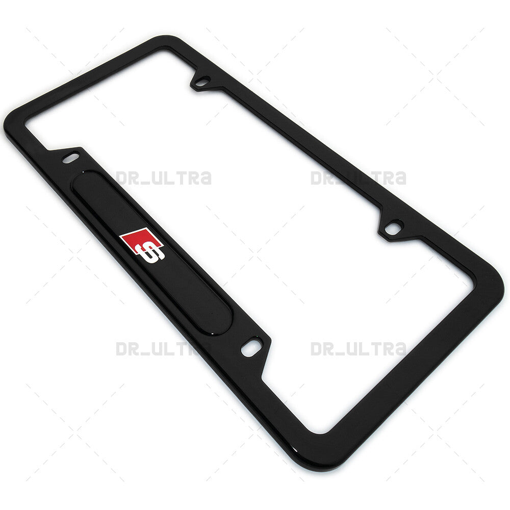 Gloss Black Front or Rear Audi S Logo Emblem License Plate Frame Cover Gift