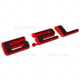 2x Chevy Silverado 6.2L Redline Hood Letter Logo Emblem Badge Z71 Blalck & Red