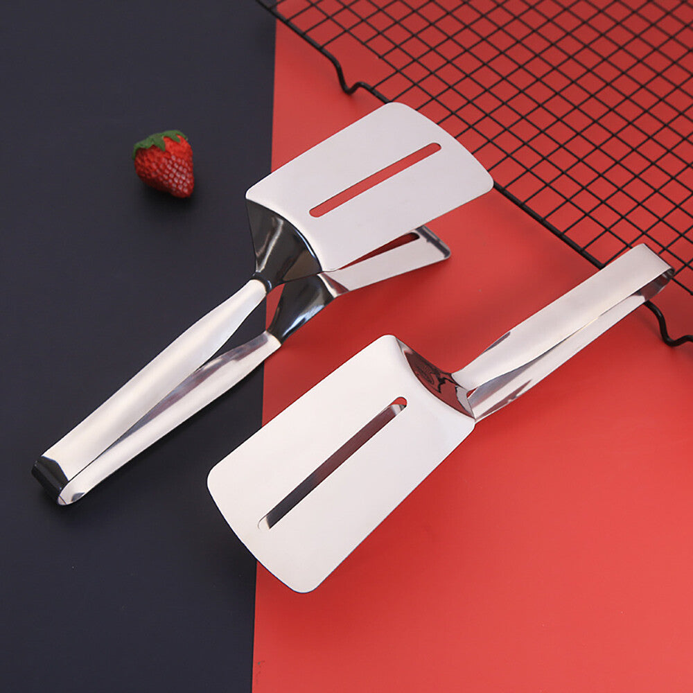 304 Stainles Steel Food Steak Flipping Spatula Tong Clip Kitchen Cooking Tool