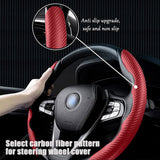 Universal Red Carbon Fiber Car Steering Wheel Cover Non Slip Protector Decorate