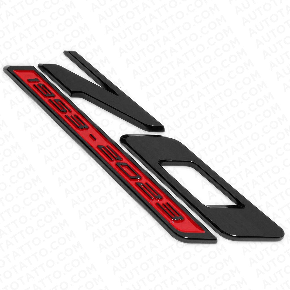 2x C8 Corvette 70th Anniversary Edition Door Badge Nameplate Emblem Black & Red