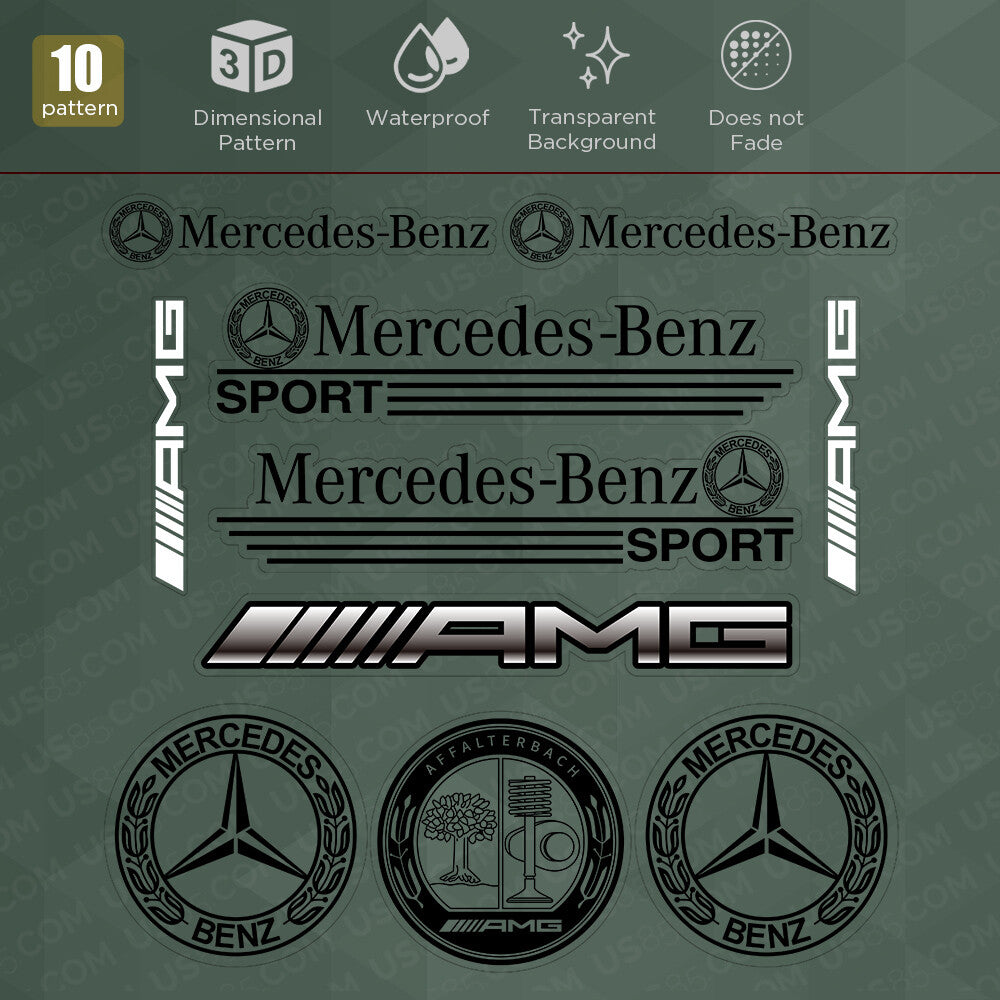 For Car Merceds AMG Racing Sport Sticker 3D Decal Stripes Logo Decoration